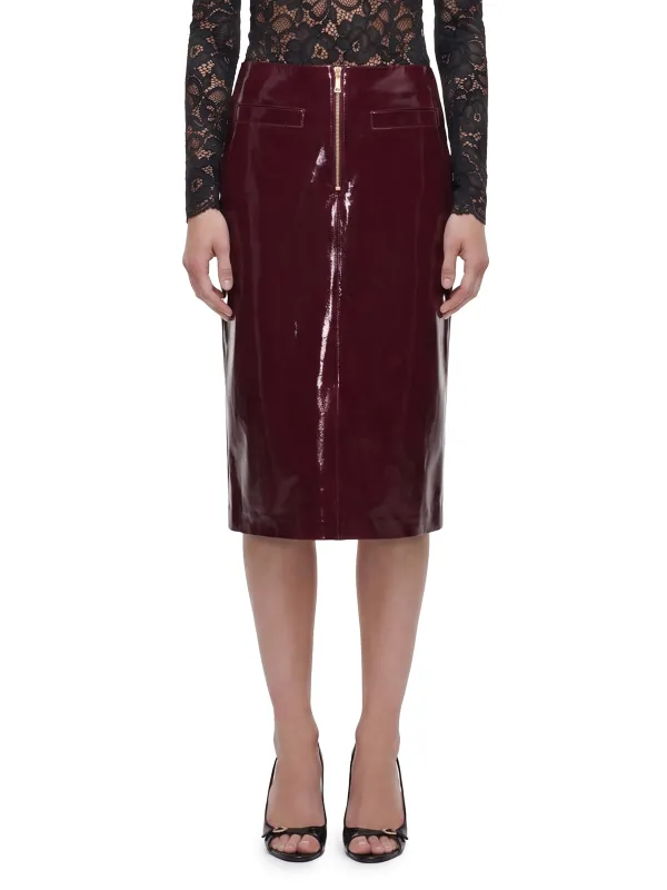 PURPLE FAUX LEATHER SKIRT made by Self-Portrait