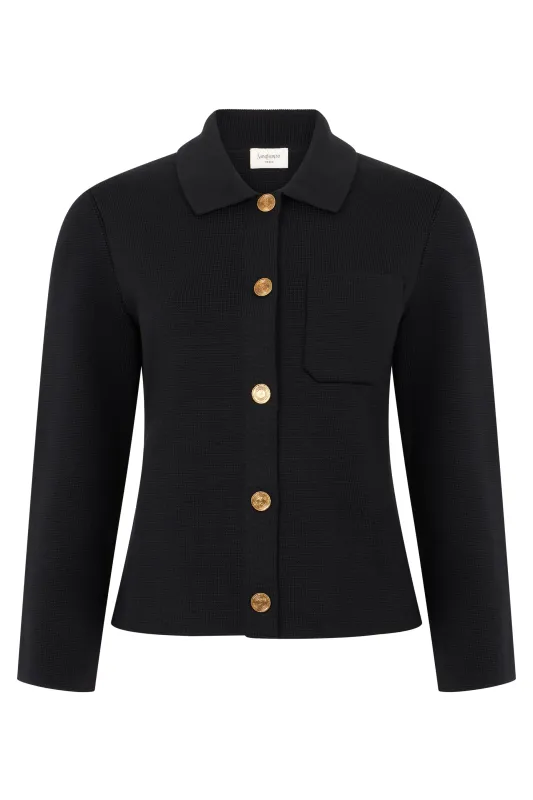 ELEGANT BLACK JACKET FOR WOMEN WITH LONG SLEEVES VERSATILE made by Yves Saint Laurent