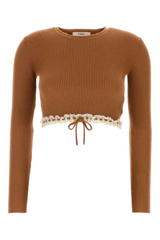 CROPPED SWEATER IN WOOL AND CASHMERE made by Chloe