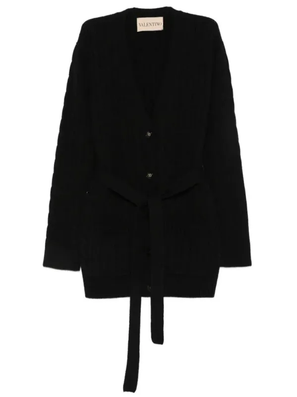 CABLE-KNIT BELTED CASHMERE CARDIGAN made by Valentino Garavani