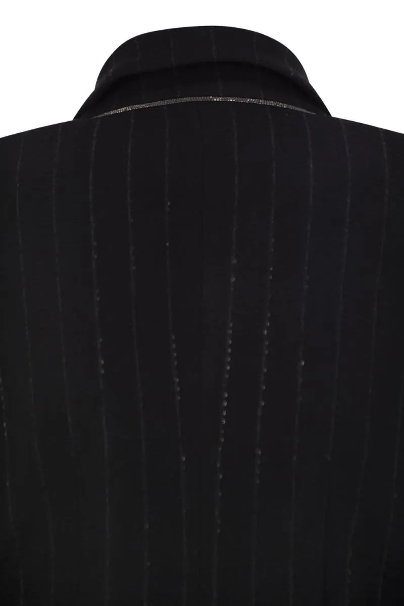 DOUBLE-BREASTED PINSTRIPE BLAZER WITH SEQUINS sold by Lord & Taylor product image thumbnail 4