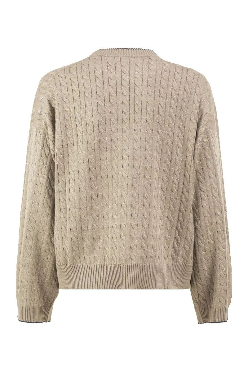 CABLE-KNIT CREW NECK JUMPER WITH SHIMMERING YARN sold by Lord & Taylor product image thumbnail 2