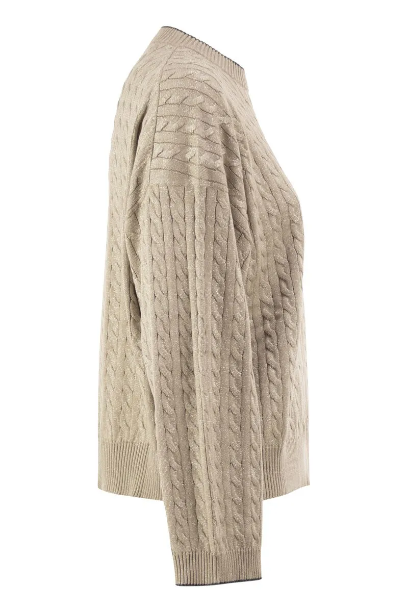 CABLE-KNIT CREW NECK JUMPER WITH SHIMMERING YARN sold by Lord & Taylor product image thumbnail 3