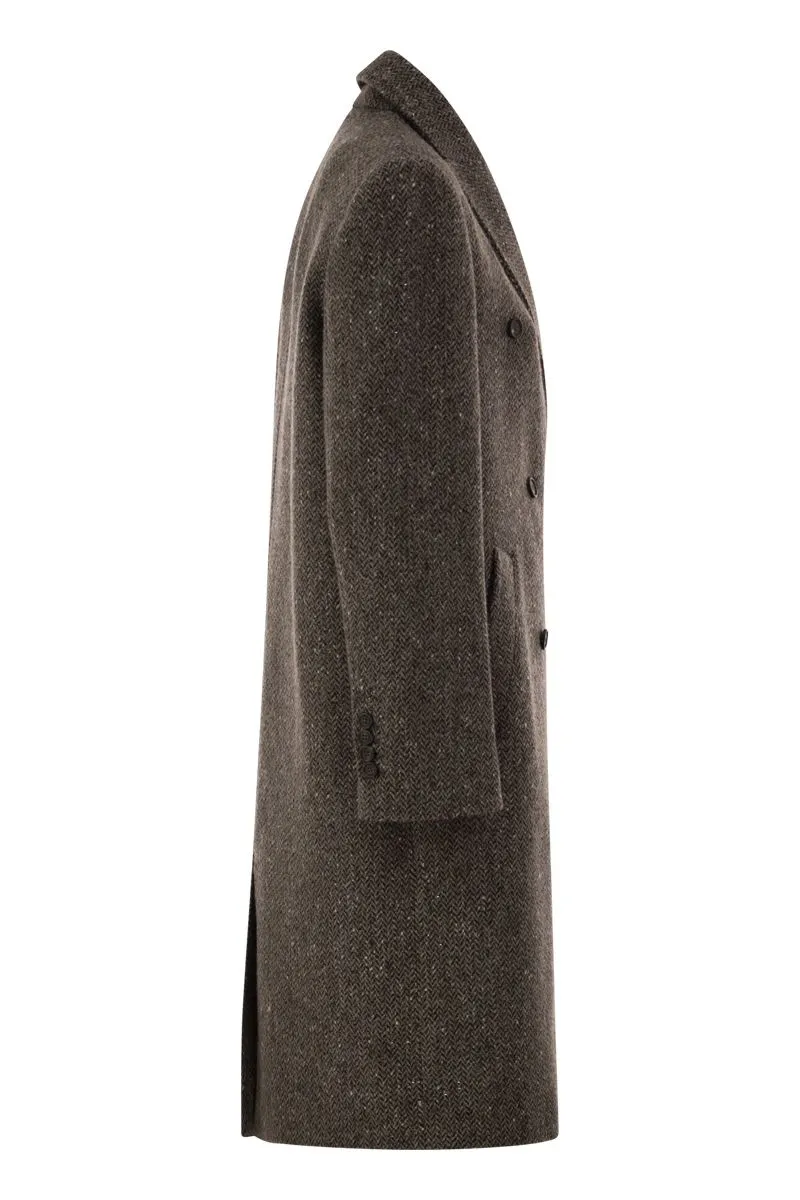 DOUBLE-BREASTED HERRINGBONE TWEED COAT WITH SEQUINS sold by Lord & Taylor product image thumbnail 3