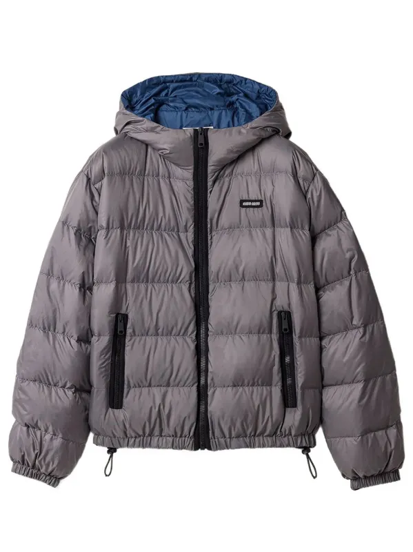 LIGHT PONGÉ DOWN HOODIE JACKET made by Miu Miu