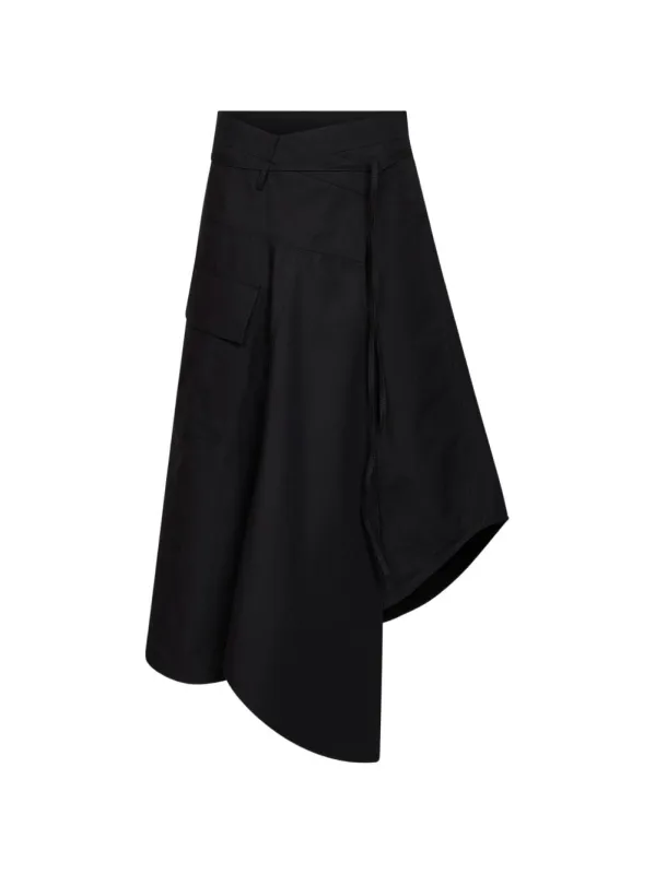 BLACK BOTTEGA VENETA HIGH-WAISTED COMPACT COTTON ASYMMETRIC SKIRT FEATURING SIDE POCKETS AND ZIP FASTENING made by Bottega Veneta