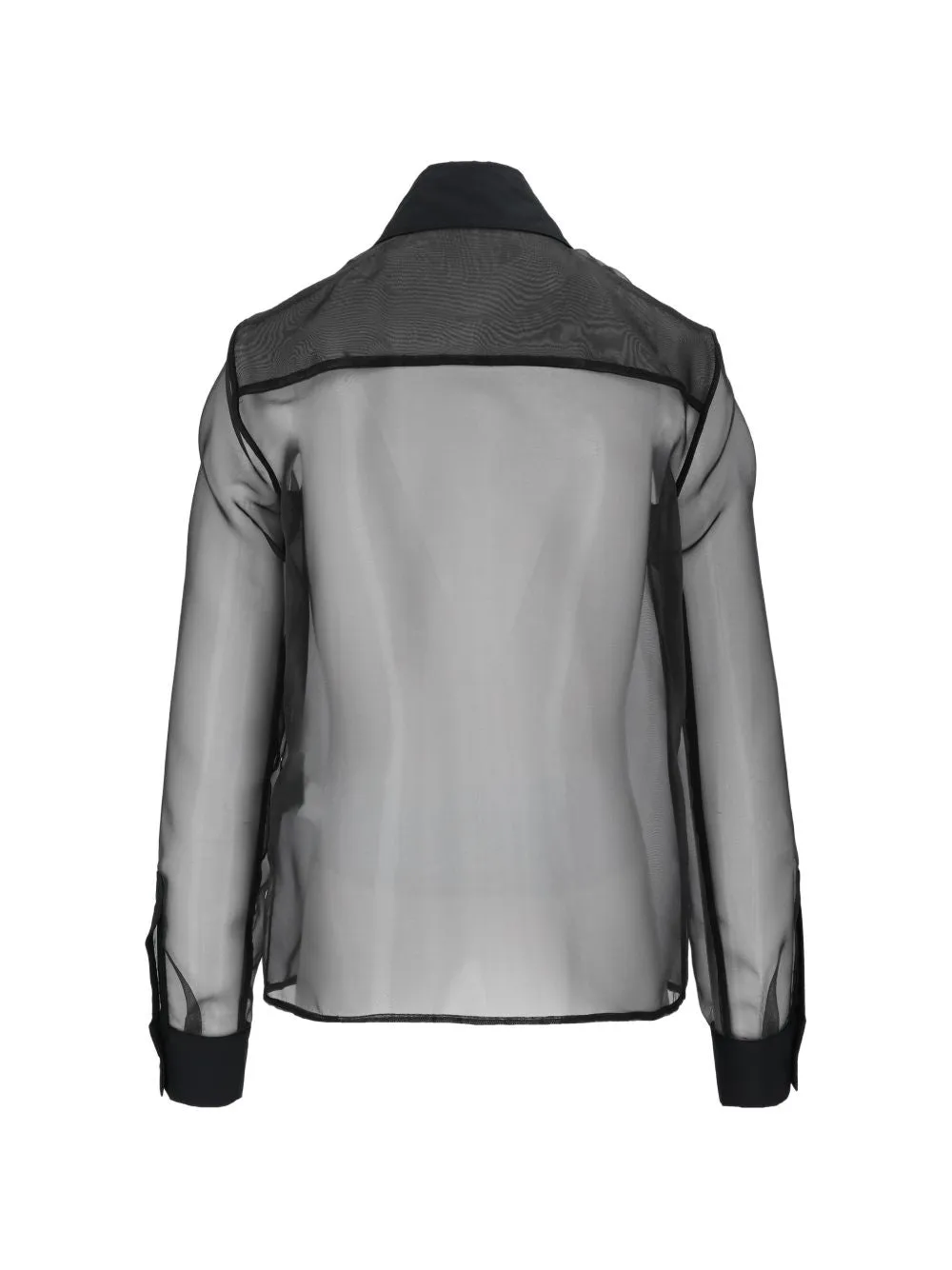 BLACK ELISABETTA FRANCHI LONG-SLEEVE STRETCH COTTON PEPLUM SHIRT FEATURING GOLD LOGO-EMBELLISHED BUTTONS. sold by Lord & Taylor product image thumbnail 3