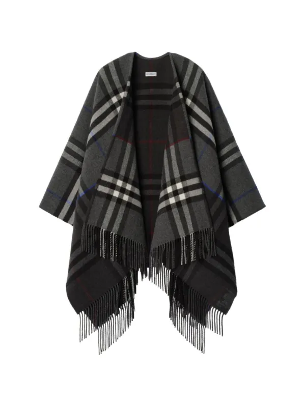 GREY BURBERRY WOOL CASHMERE CAPE made by Burberry