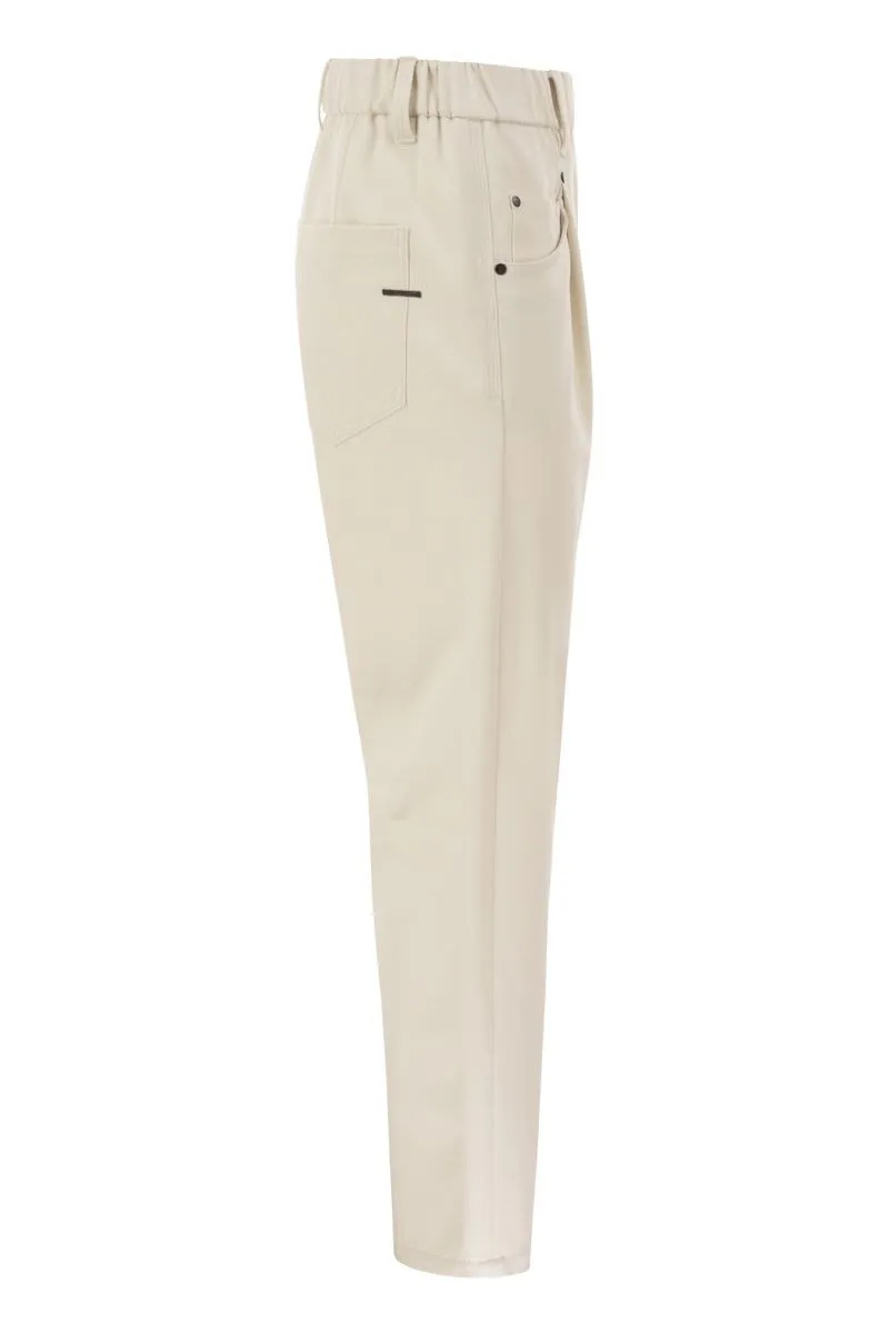 BAGGY TROUSERS IN STRETCH COTTON COVER-UP WITH SHINY BARTACK sold by Lord & Taylor product image thumbnail 3