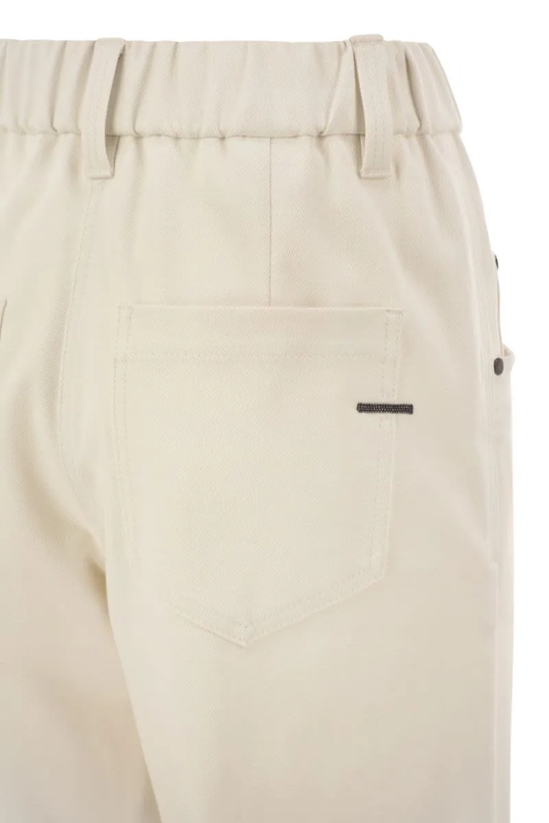BAGGY TROUSERS IN STRETCH COTTON COVER-UP WITH SHINY BARTACK sold by Lord & Taylor product image thumbnail 4