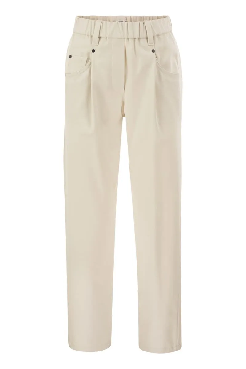 BAGGY TROUSERS IN STRETCH COTTON COVER-UP WITH SHINY BARTACK sold by Lord & Taylor