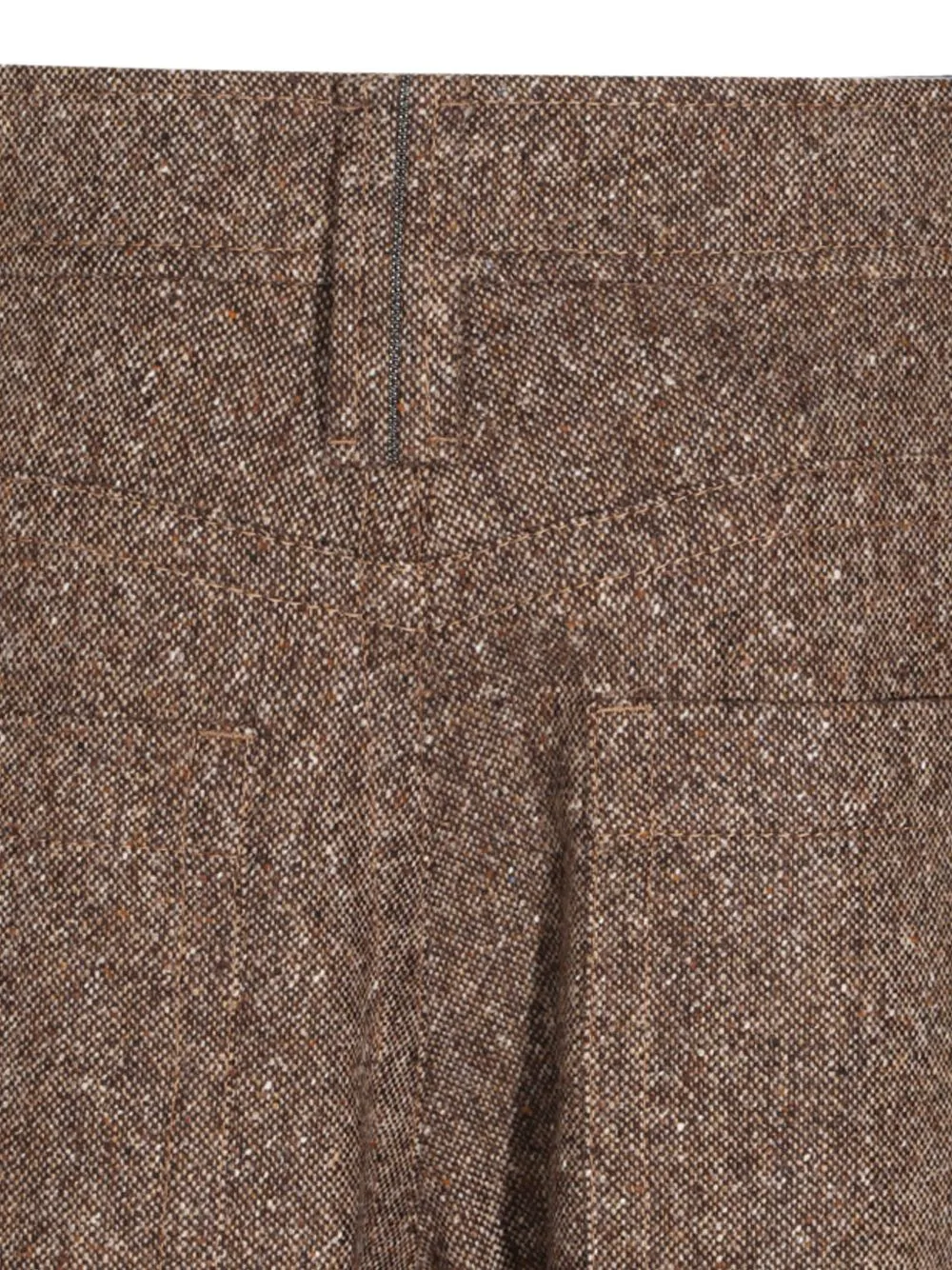 BROWN BRUNELLO CUCINELLI WOOL-BLEND TWEED WIDE-LEG TROUSERS FEATURING TURN-UP HEMS AND MONILI CHAIN DETAIL. sold by Lord & Taylor product image thumbnail 2