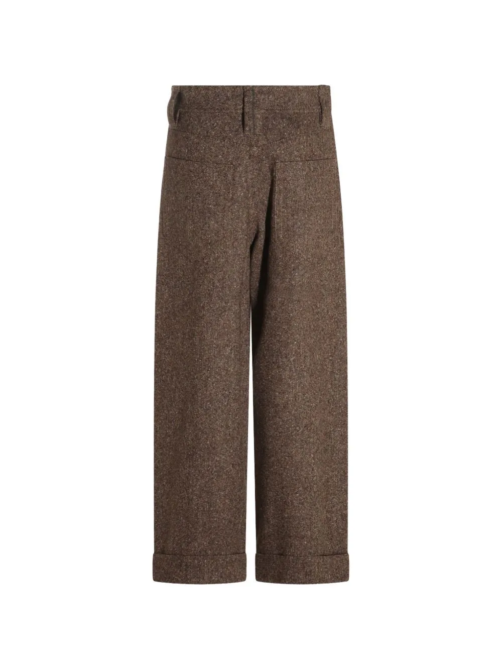 BROWN BRUNELLO CUCINELLI WOOL-BLEND TWEED WIDE-LEG TROUSERS FEATURING TURN-UP HEMS AND MONILI CHAIN DETAIL. sold by Lord & Taylor product image thumbnail 3