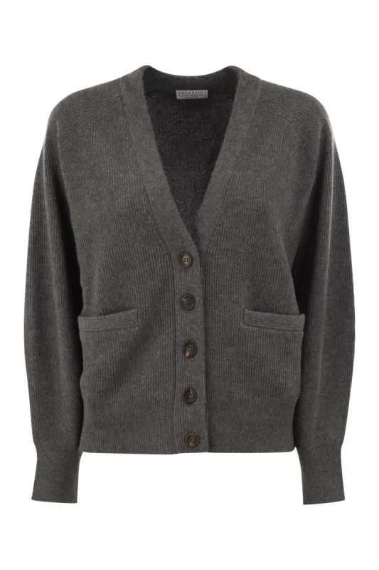 RIBBED CASHMERE V-NECK CARDIGAN made by Brunello Cucinelli
