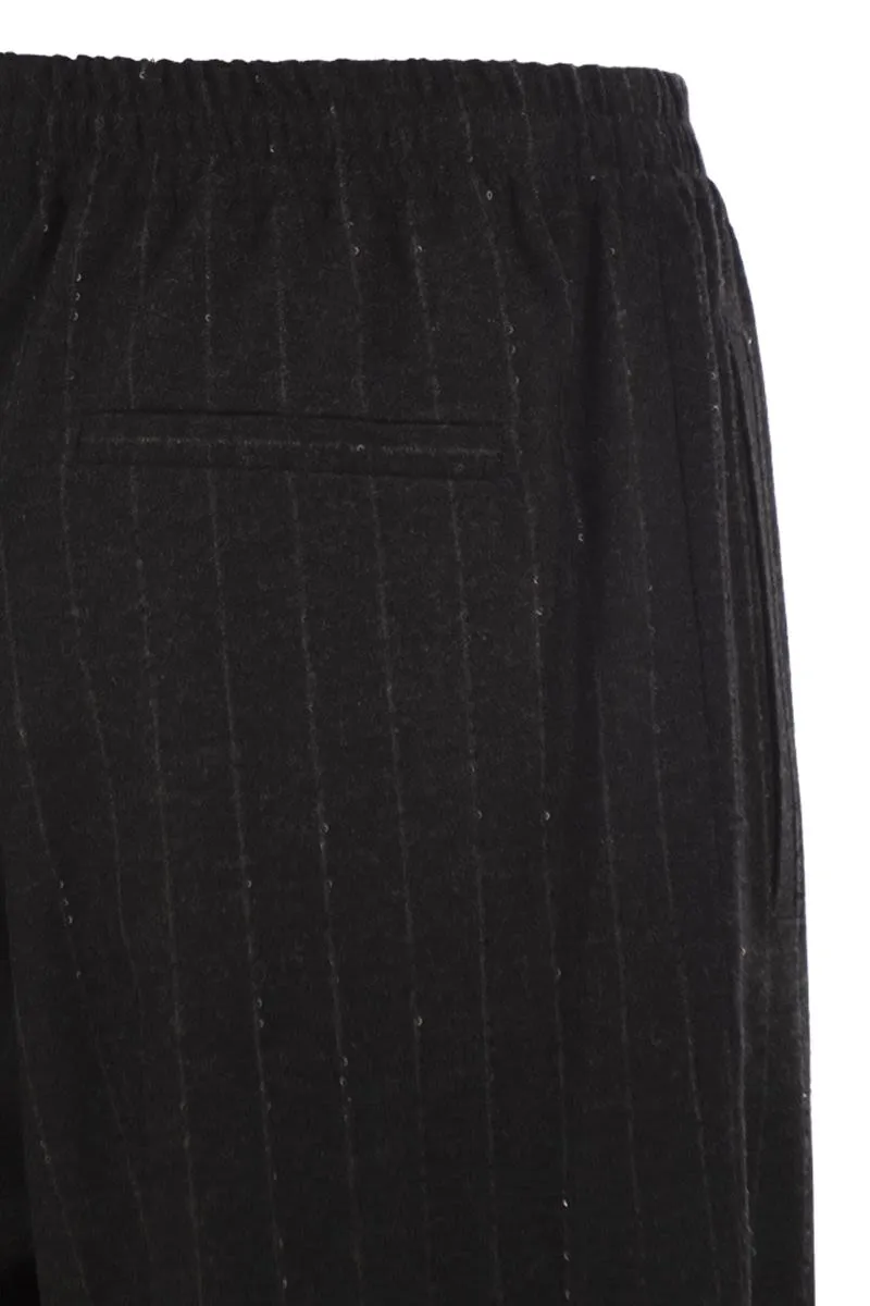 PINSTRIPED FLANNEL TROUSERS WITH SEQUINS sold by Lord & Taylor product image thumbnail 4