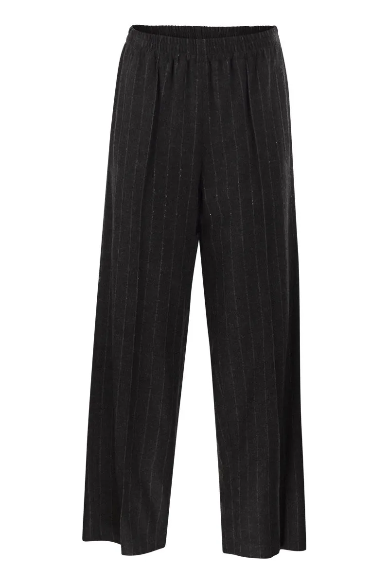 PINSTRIPED FLANNEL TROUSERS WITH SEQUINS sold by Lord & Taylor