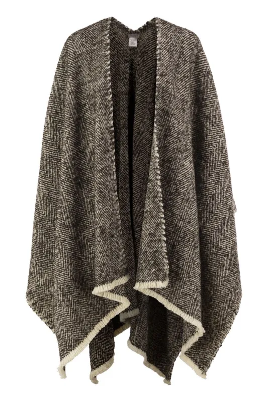 HERRINGBONE WOOL, CASHMERE AND ALPACA CAPE made by Brunello Cucinelli
