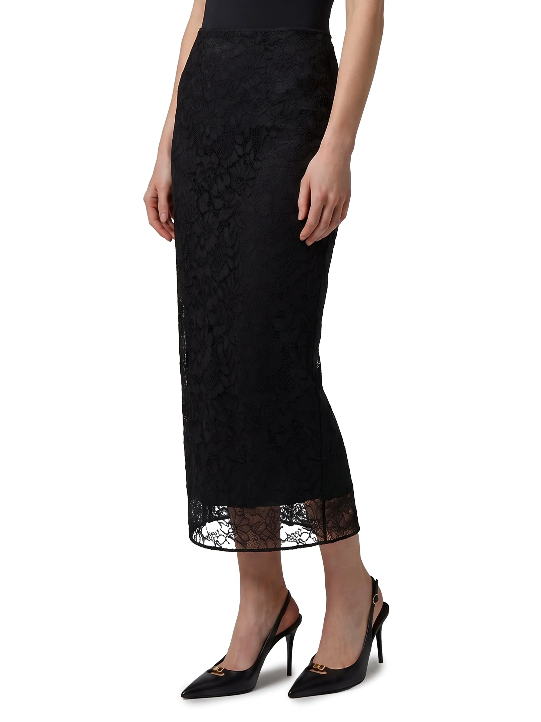 Black lace midi skirT sold by Lord & Taylor product image thumbnail 2