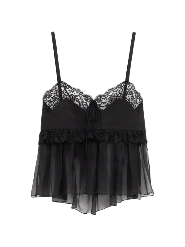 LACE-TRIM SILK-CREPE CAMISOLE TOP made by Chloe