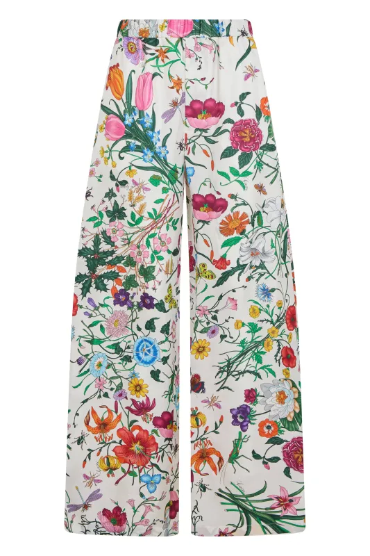 FLORAL WIDE-LEG PANTS IN SILK made by Gucci