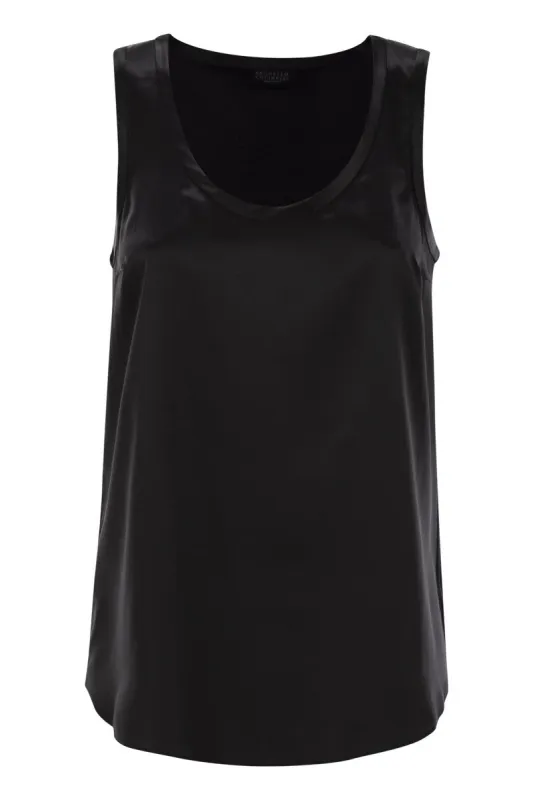 STRETCH SILK SATIN TOP made by Brunello Cucinelli