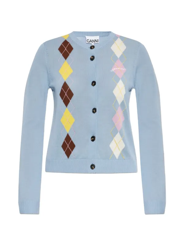ARGYLE-PATTERN COTTON CARDIGAN made by Ganni