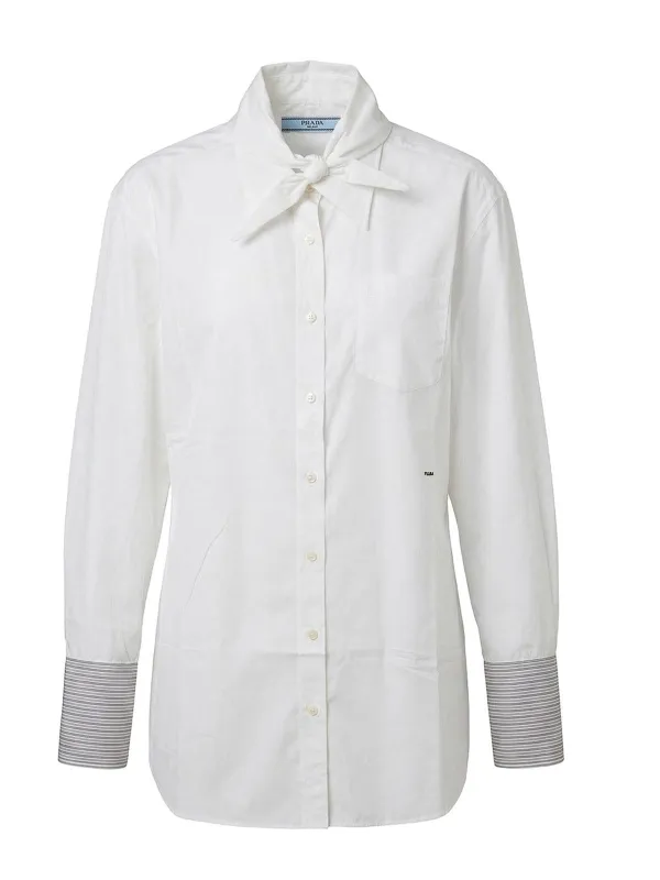 SHIRT WITH STRIPED CUFF DETAIL made by Prada
