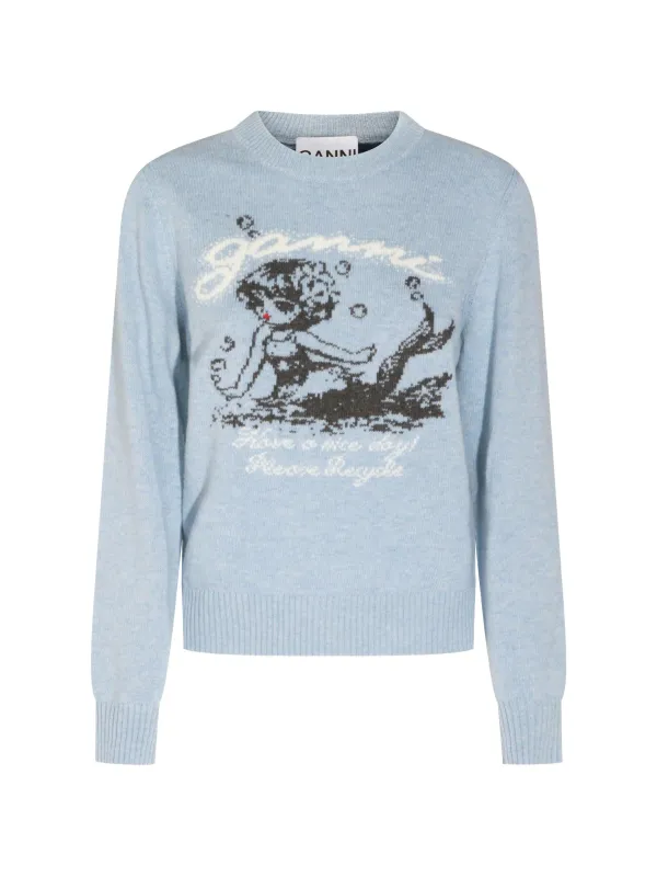 INTARSIA-KNIT CREW-NECK SWEATER made by Ganni