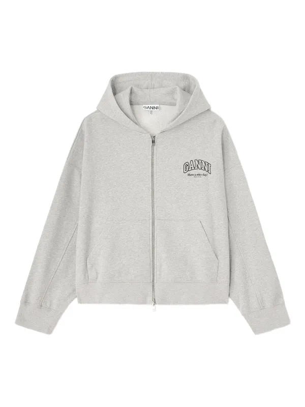 LOGO-PRINT ZIP-UP HOODIE made by Ganni