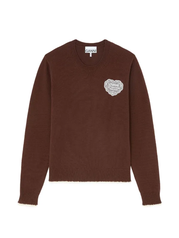 LOGO-PATCH CROCHET-TRIM SWEATER made by Ganni