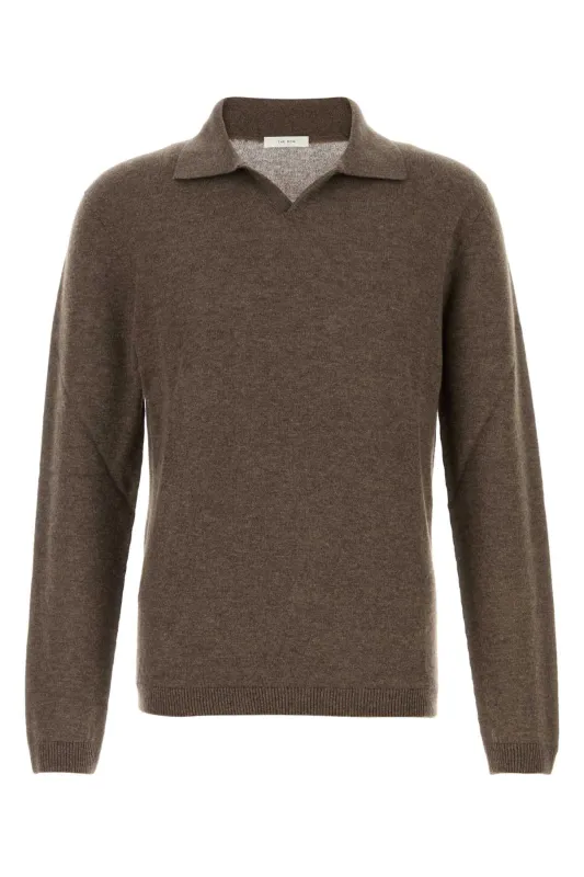 BROWN CASHMERE RIPLEY POLO SHIRT made by The Row