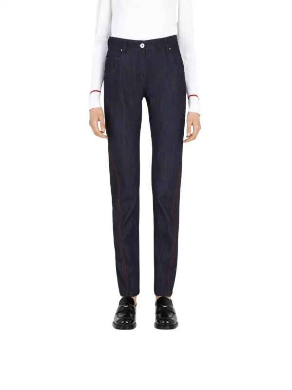 Salvatore Ferragamo Women's 5 Pocket Trouser Pants Blue made by Salvatore Ferragamo