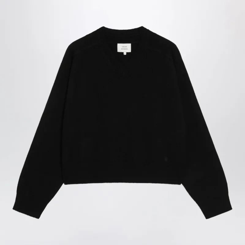BLACK CASHMERE VNECK SWEATER made by Loulou De Saison