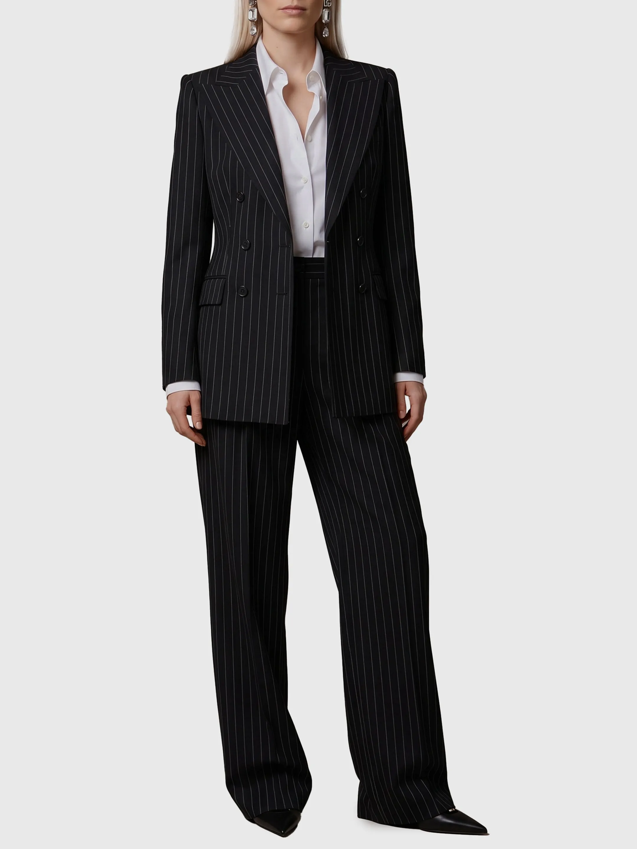 Double-breasted chalk stripe jacket sold by Lord & Taylor product image thumbnail 3