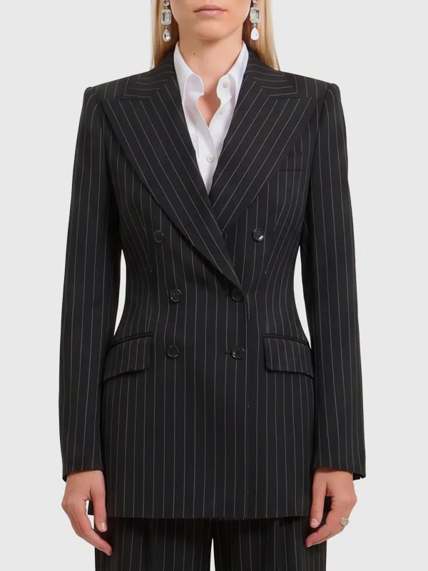 Double-breasted chalk stripe jacket made by Dolce & Gabanna
