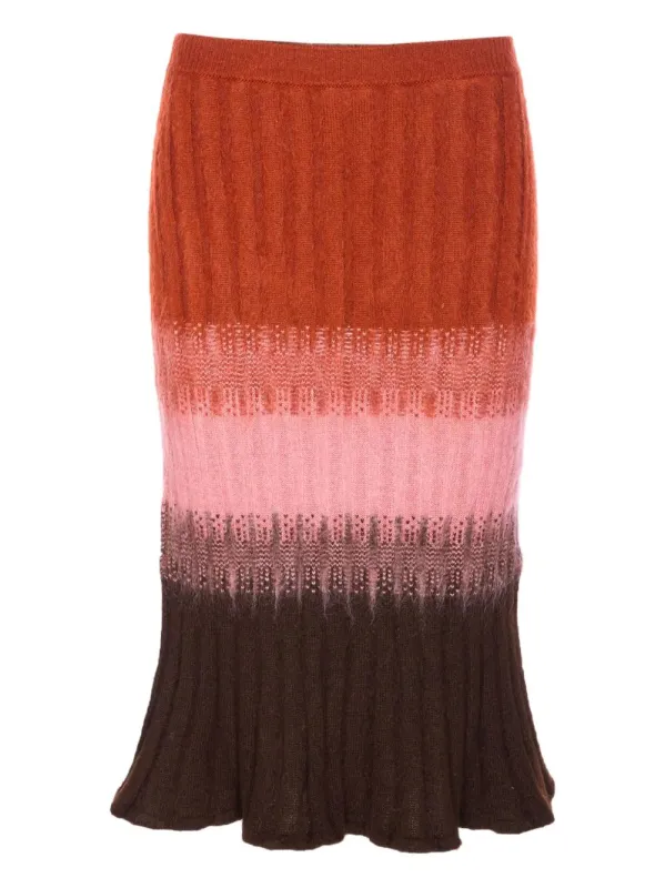 GRADIENT MOHAIR AND WOOL HIGH-WAISTED MIDI SKIRT made by Fendi