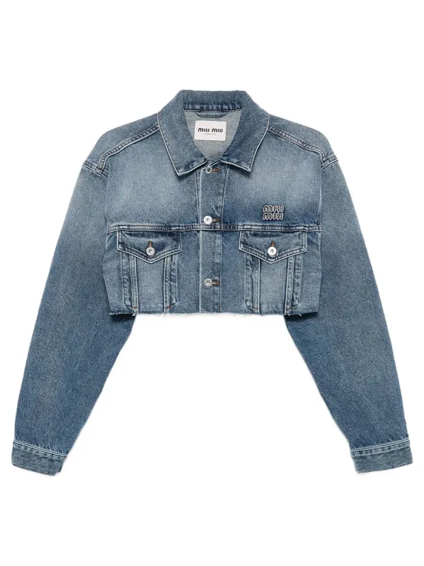 CROPPED WASHED DENIM JACKET made by Miu Miu