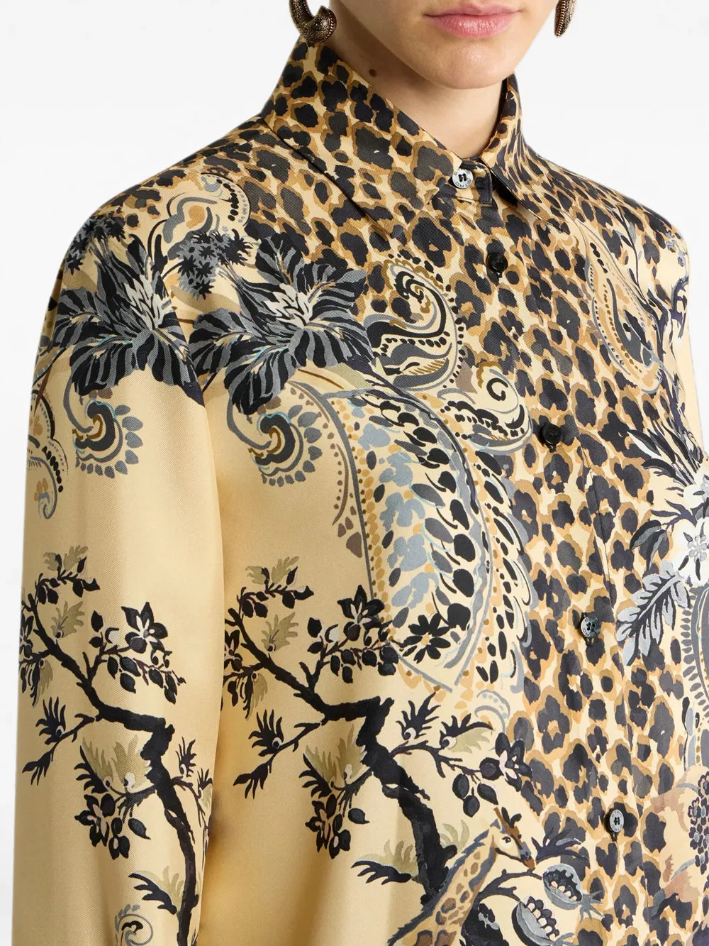 SILK SHIRT WITH PLACED LEOPARD PRINT sold by Lord & Taylor product image thumbnail 5