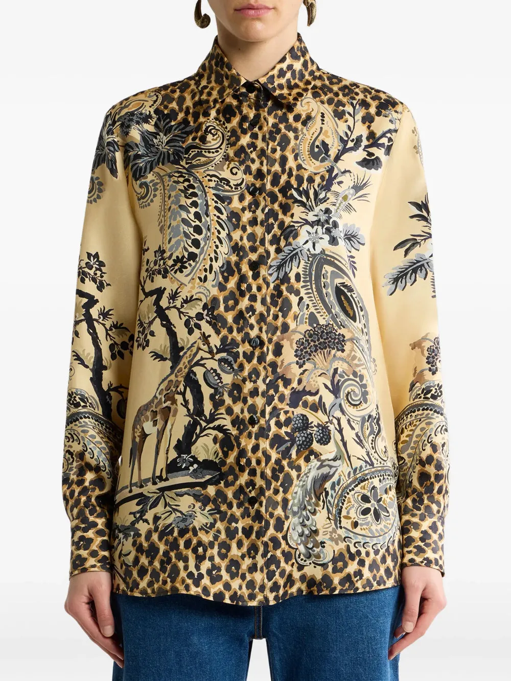 SILK SHIRT WITH PLACED LEOPARD PRINT sold by Lord & Taylor product image thumbnail 4
