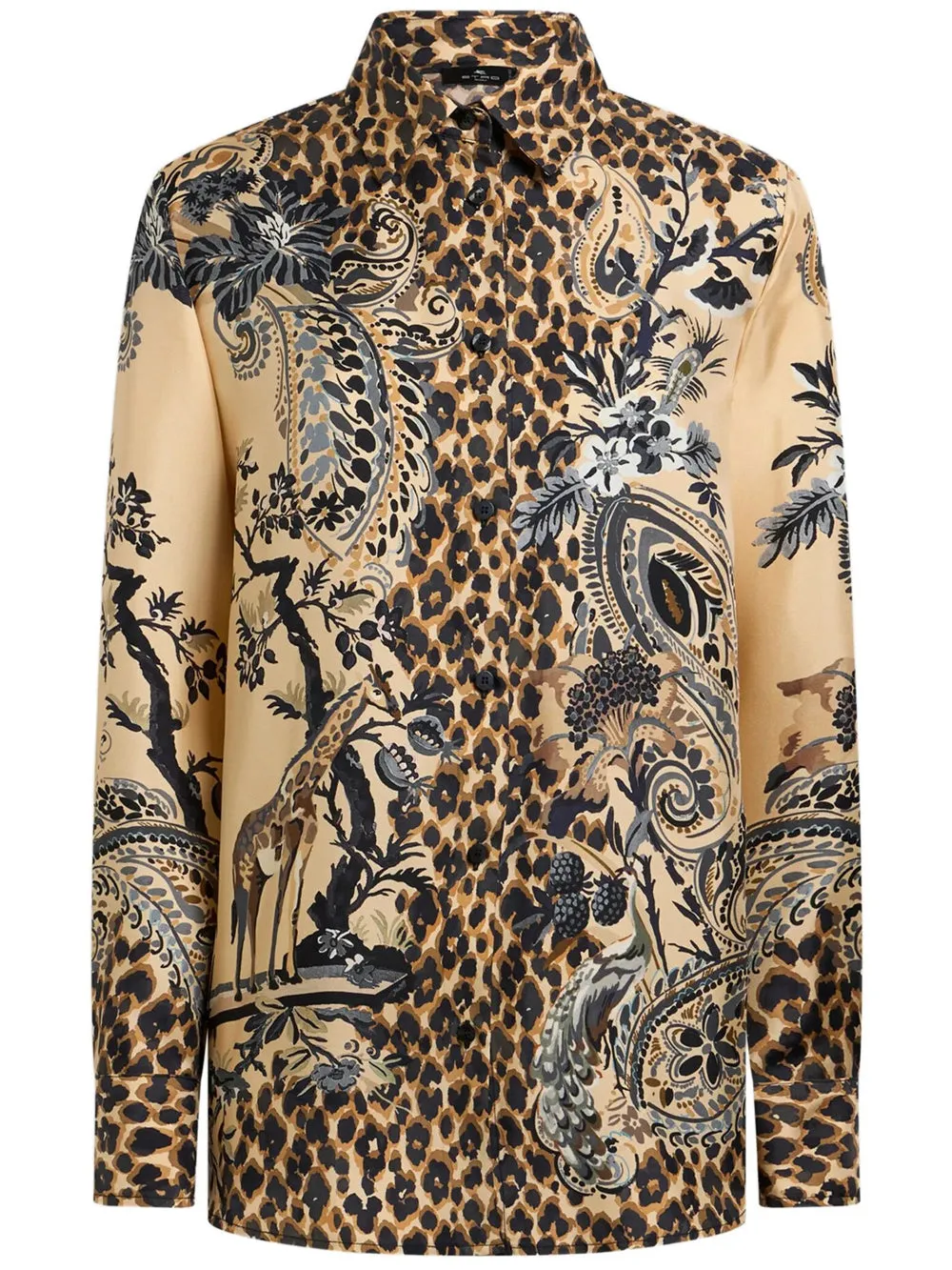 SILK SHIRT WITH PLACED LEOPARD PRINT sold by Lord & Taylor