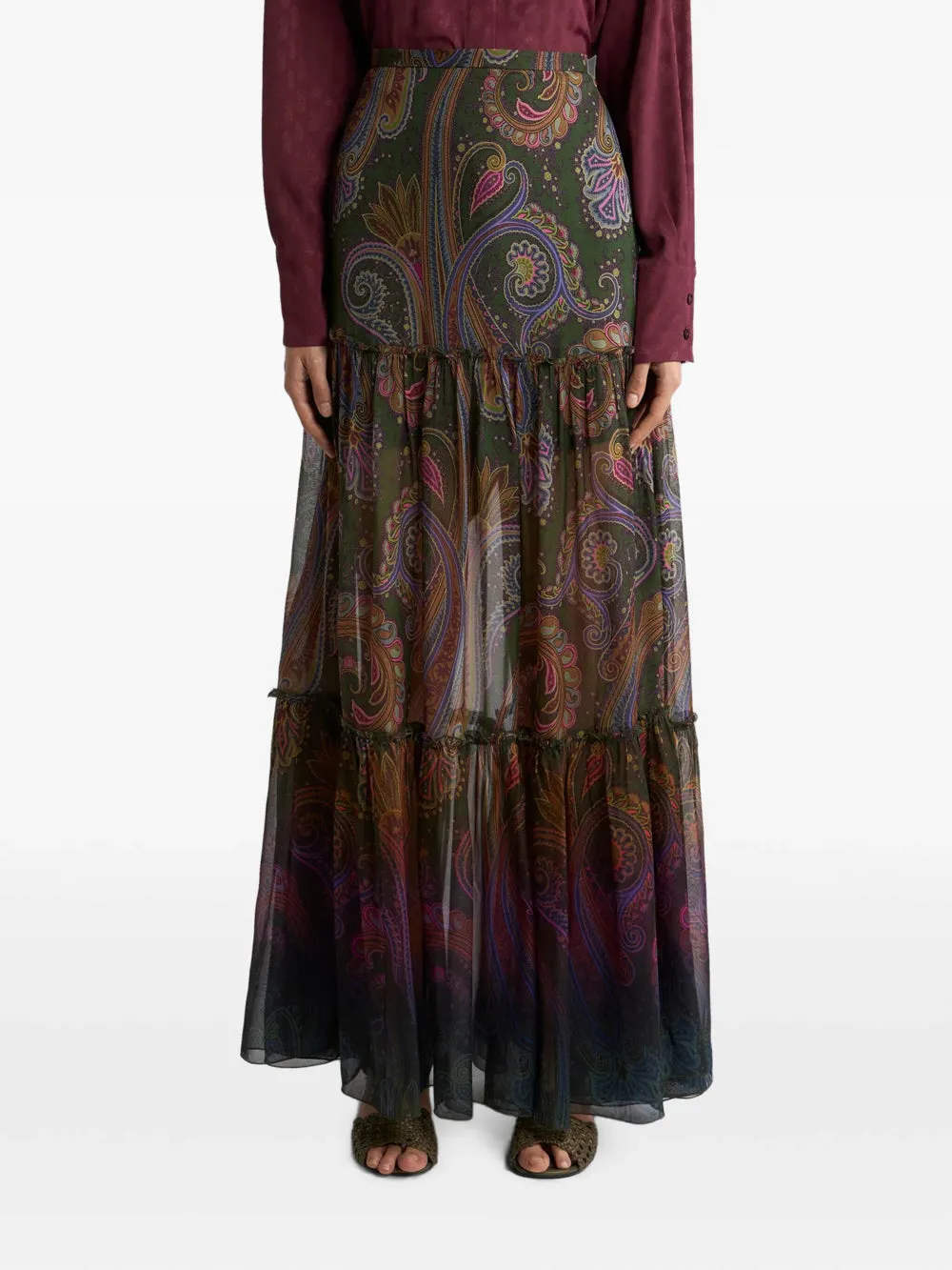 SILK MAXI SKIRT WITH PLACED PAISLEY PRINT sold by Lord & Taylor product image thumbnail 4