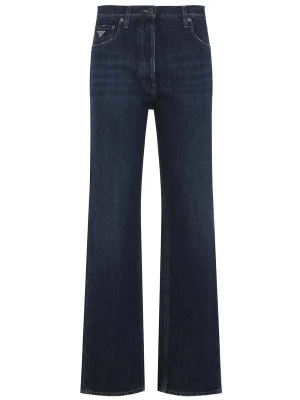 WASHED DENIM WIDE-LEG JEANS made by Prada