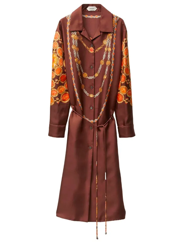 PRINTED SILK TWILL MINI SHIRT DRESS made by Versace