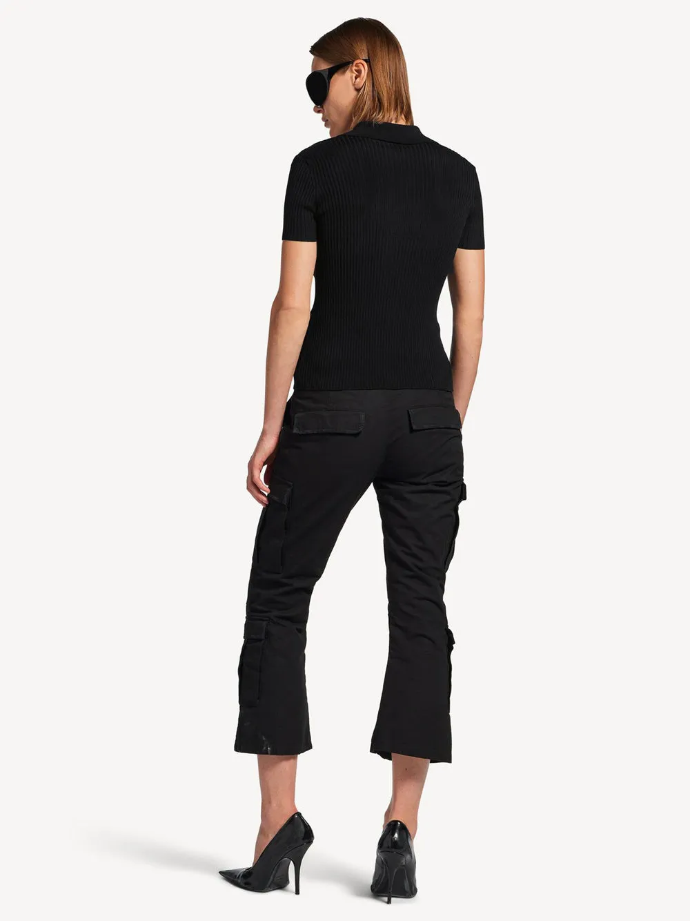 SHORT SLEEVED RIBBED VISCOSE AND COTTON KNIT TOP sold by Lord & Taylor product image thumbnail 3