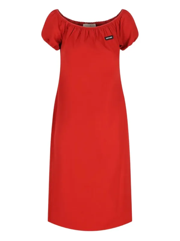 BOAT NECKLINE COTTON POPLIN MIDI DRESS made by Miu Miu