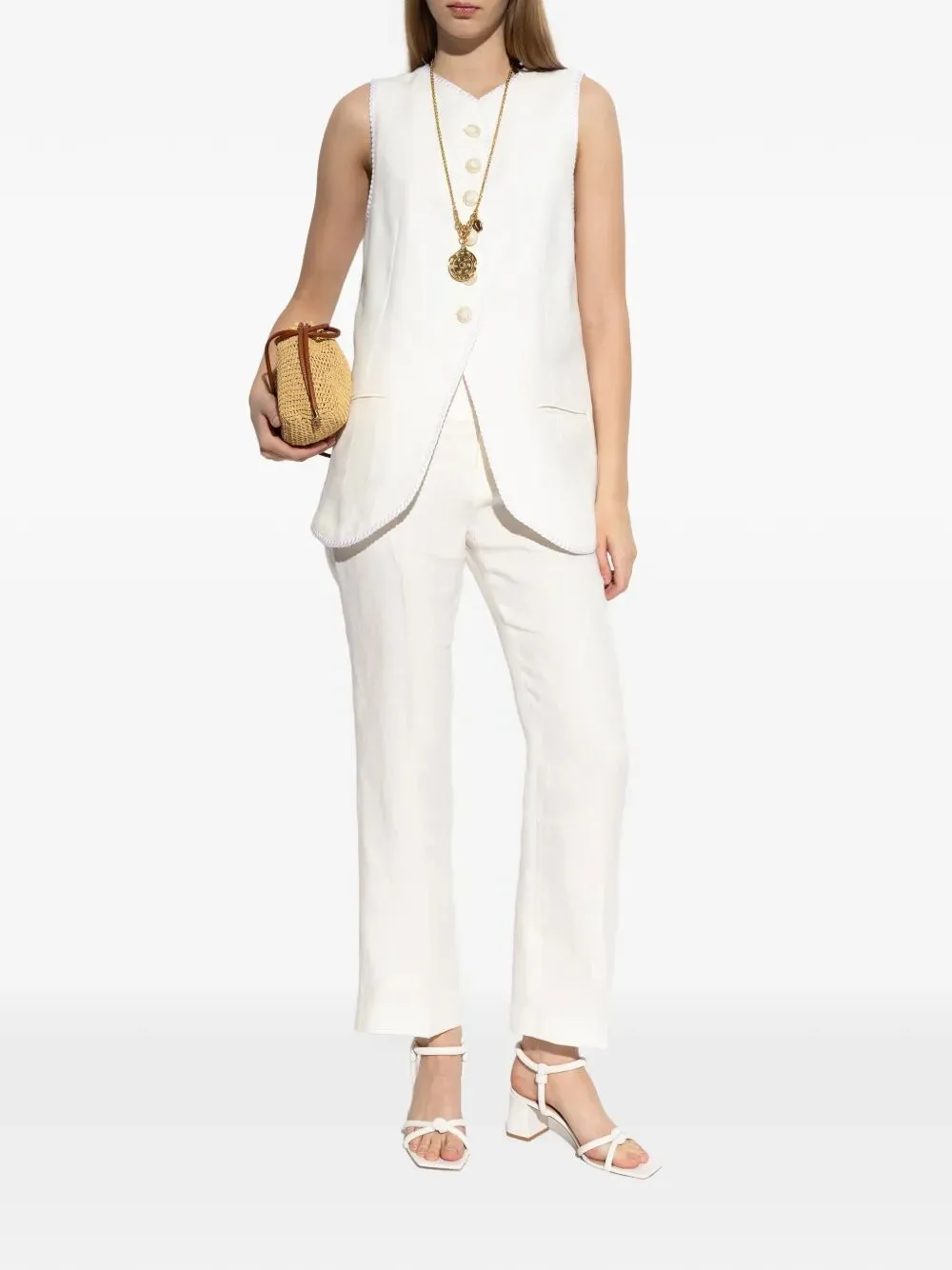 BUTTON-DOWN WAISTCOAT WITH TRIMS sold by Lord & Taylor product image thumbnail 3