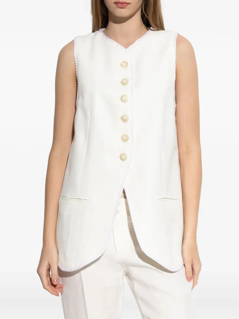 BUTTON-DOWN WAISTCOAT WITH TRIMS sold by Lord & Taylor product image thumbnail 4