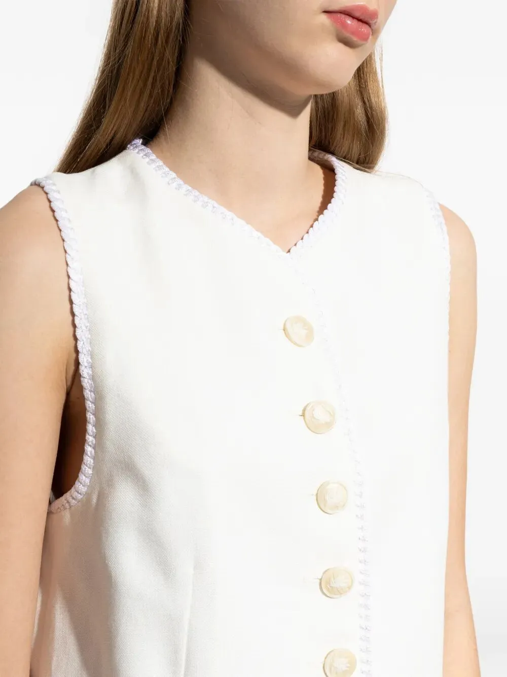 BUTTON-DOWN WAISTCOAT WITH TRIMS sold by Lord & Taylor product image thumbnail 2