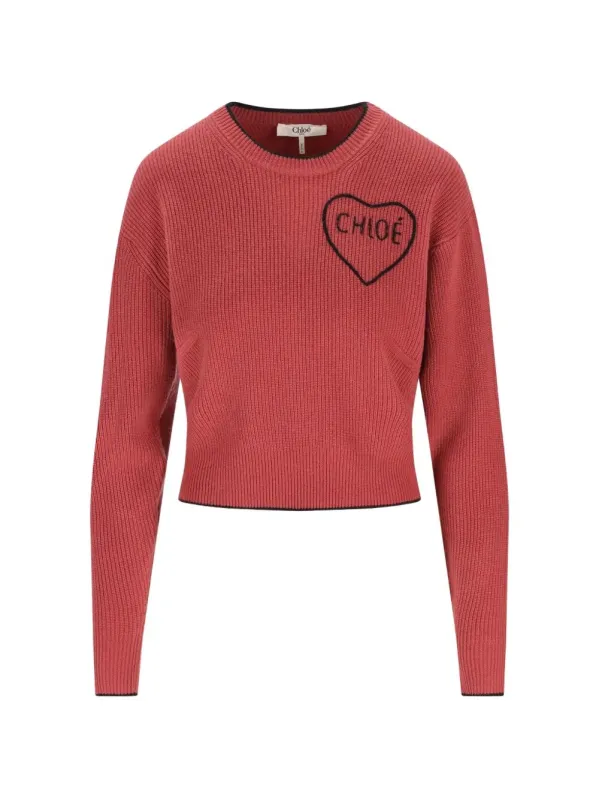 CROPPED FITTED WOOL KNIT LOGO SWEATER made by Chloe
