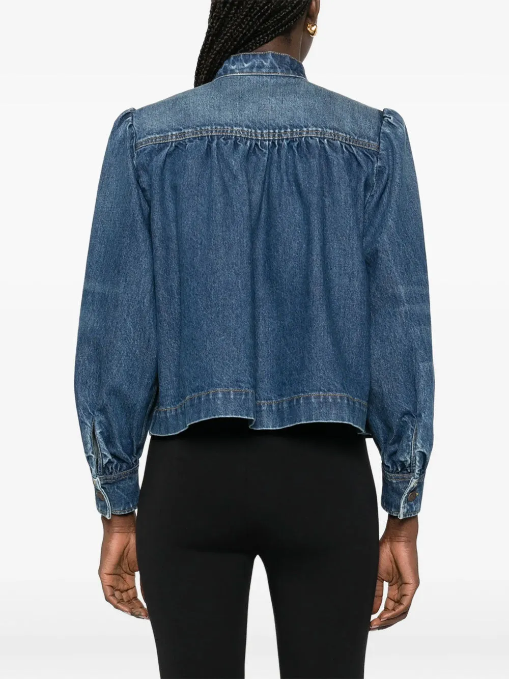 HIGH-NECK GATHERED DENIM JACKET sold by Lord & Taylor product image thumbnail 3